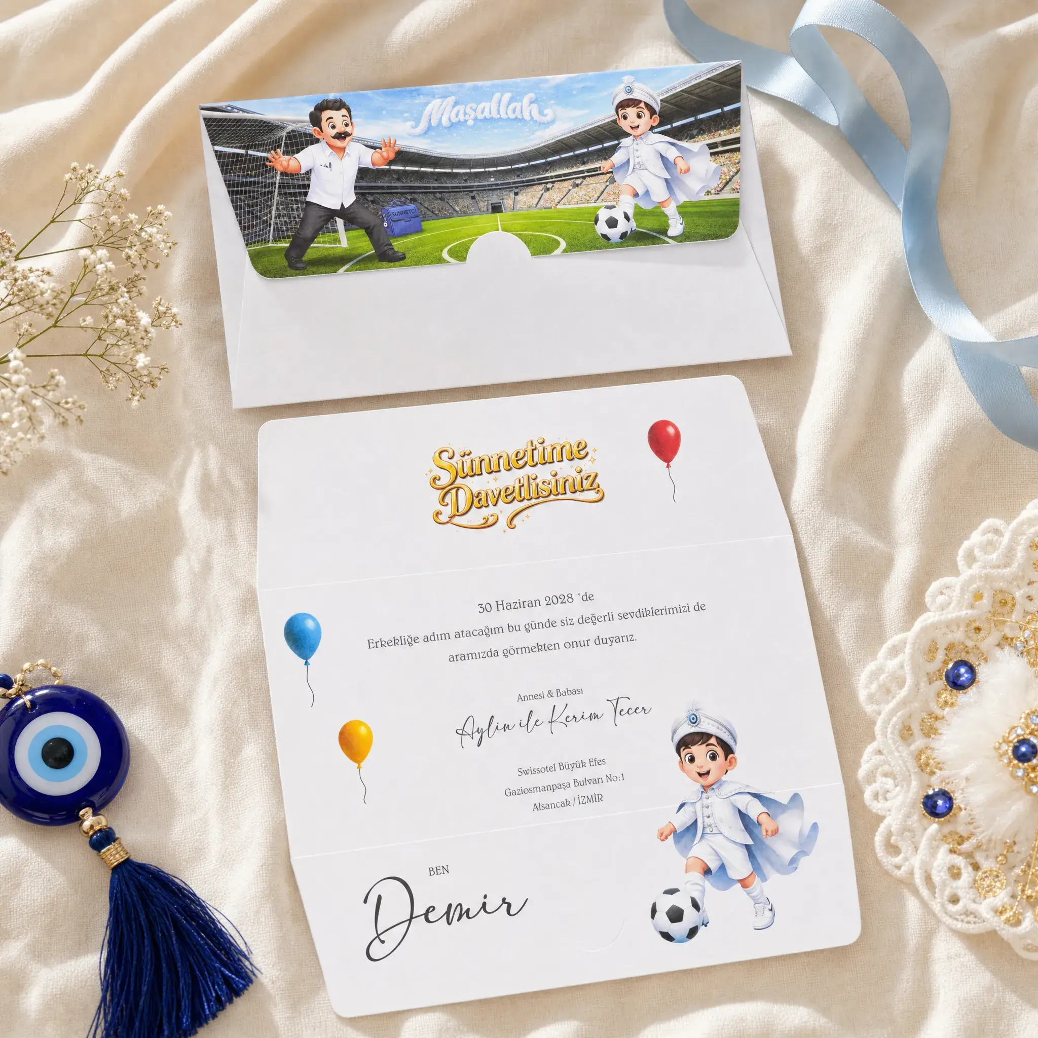 Futbol temalı sünnet davetiyesi