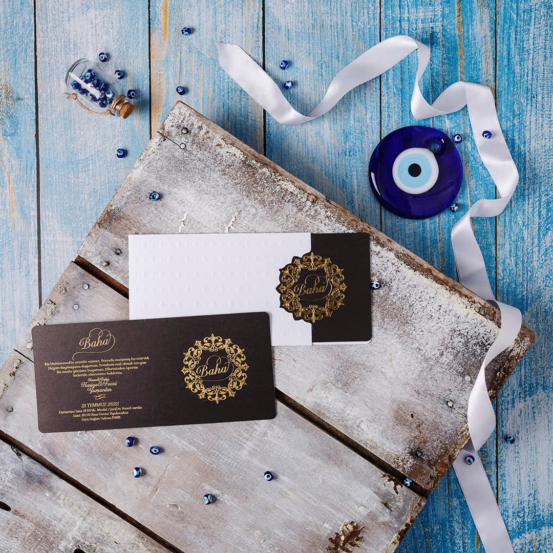 Suluboya bulut desenli sünnet davetiyesi