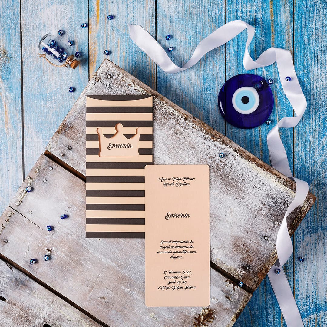 Antika kağıt gorunumlu sünnet davetiyesi