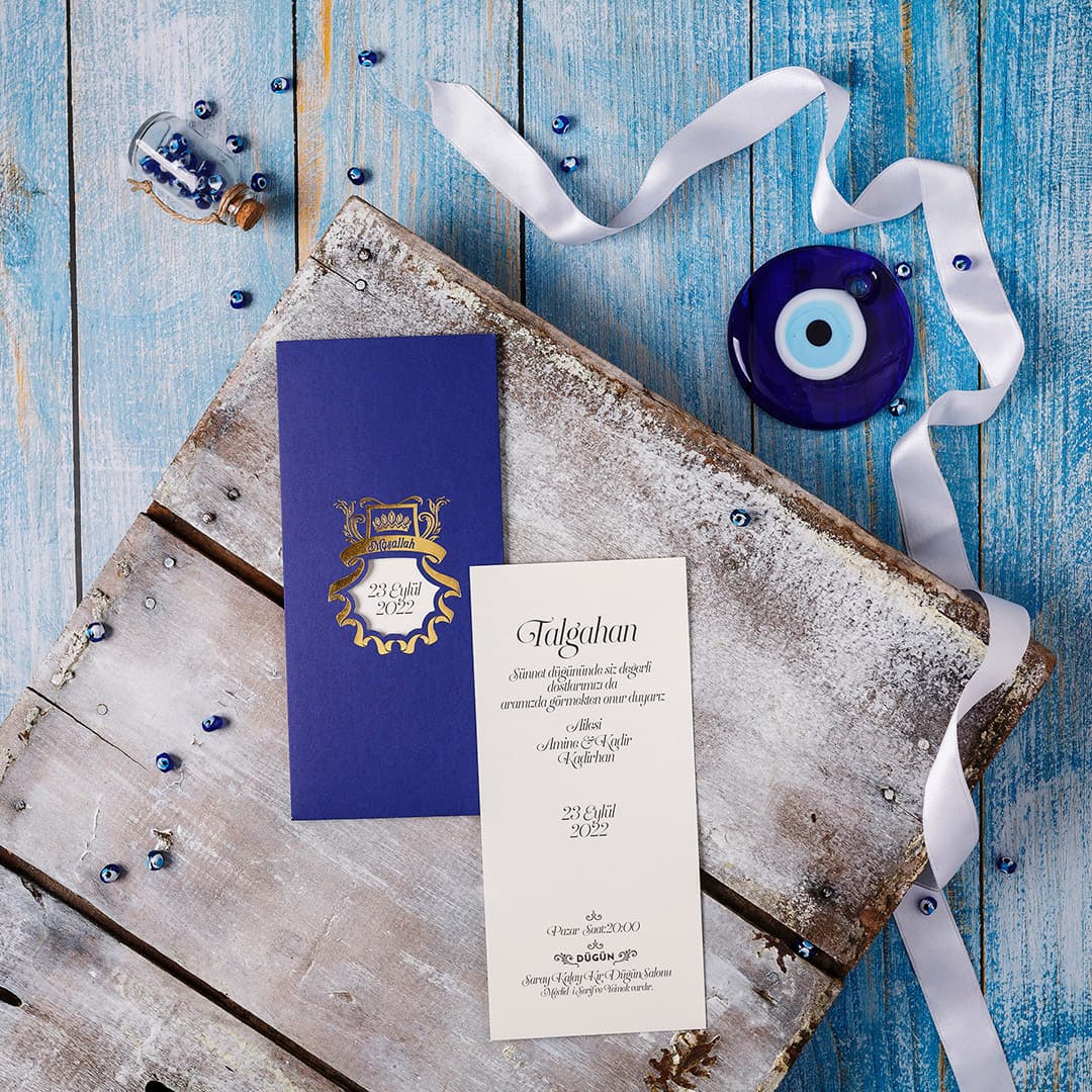 Mermer desenli modern sünnet davetiyesi