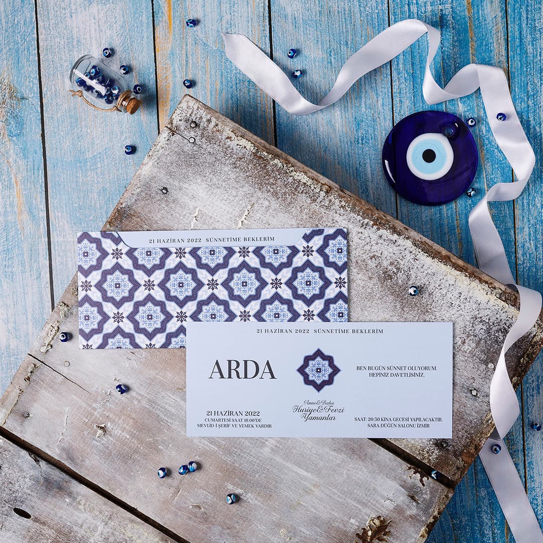 Simli gümüş parlaklik sünnet davetiyesi