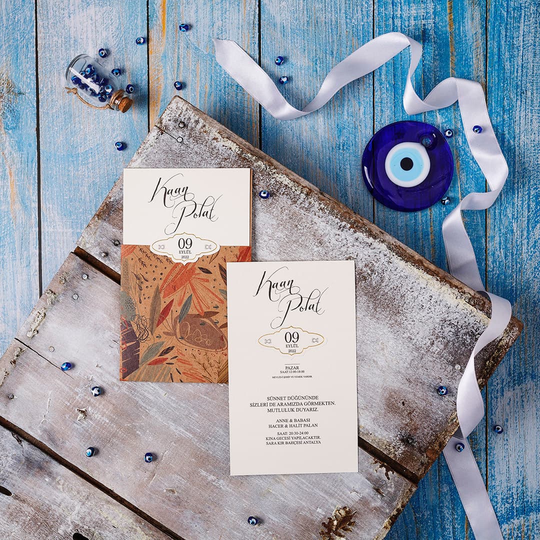 Altın yaldız ışık model sünnet davetiyesi