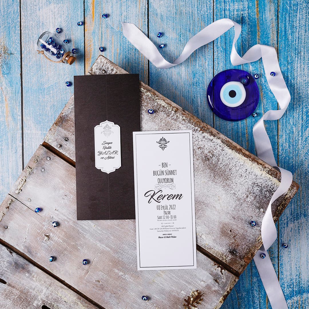 Kristal ışıltılı premium sünnet davetiyesi