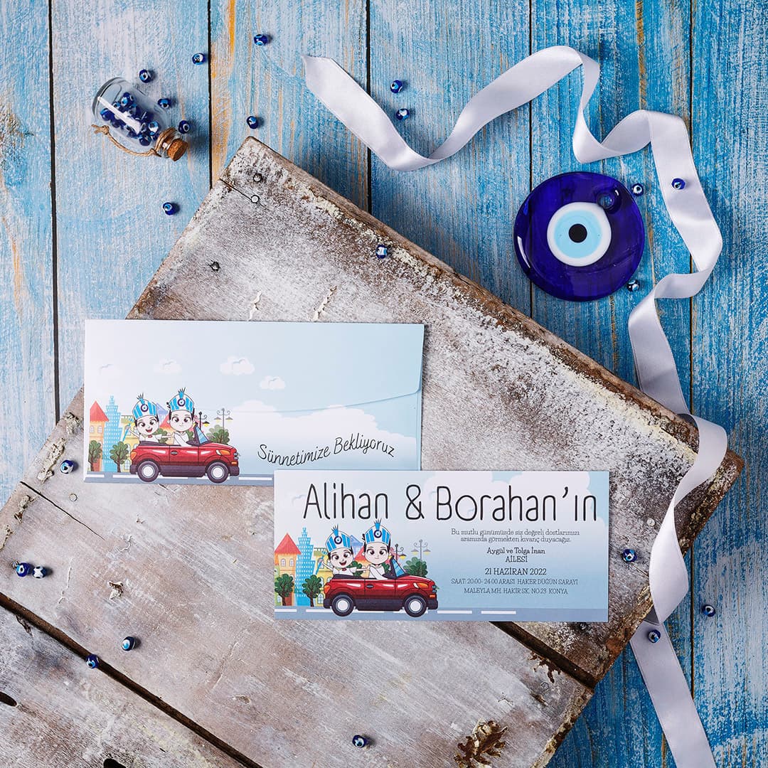 Lacivert gümüş ışıltı sünnet davetiyesi