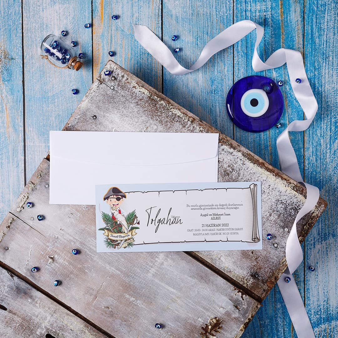 Geleneksel saray motifli sünnet davetiyesi