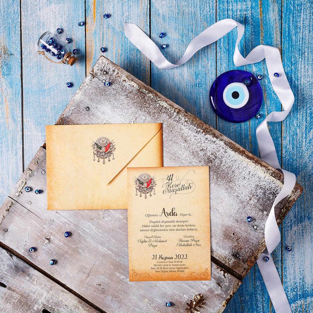 Modern suluboya yesili sünnet davetiyesi