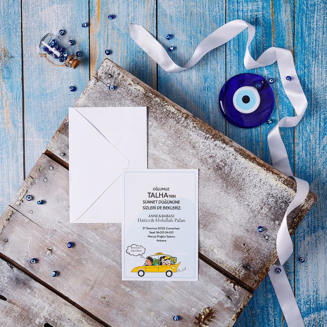 Lacivert gold asiret modeli sünnet davetiyesi