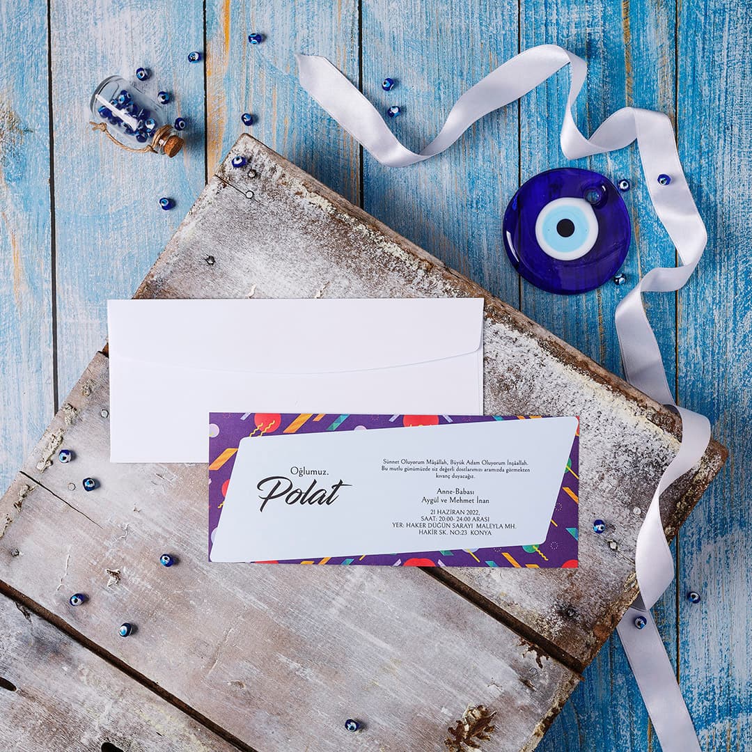 Sirk temali eğlenceli sünnet davetiyesi