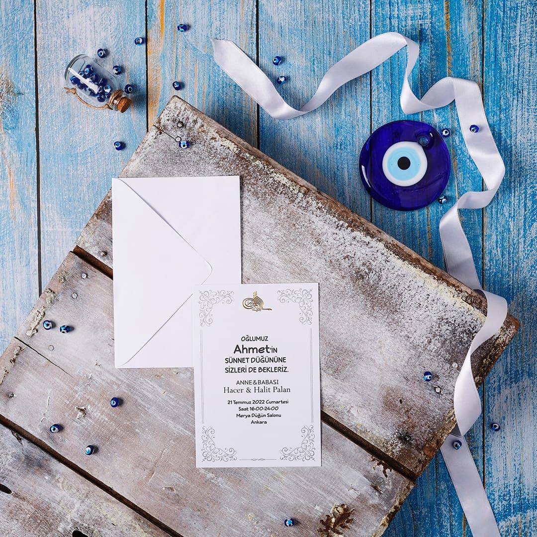 Asker temali mavi davetiye sünnet davetiyesi